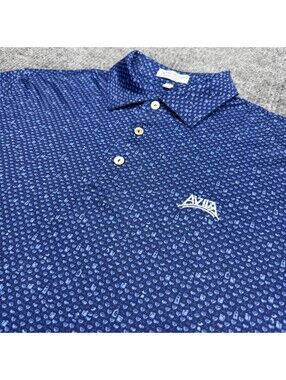 Peter Millar Summer Comfort Polo Shirt Mens M Blue Cocktail AOP Performance Golf